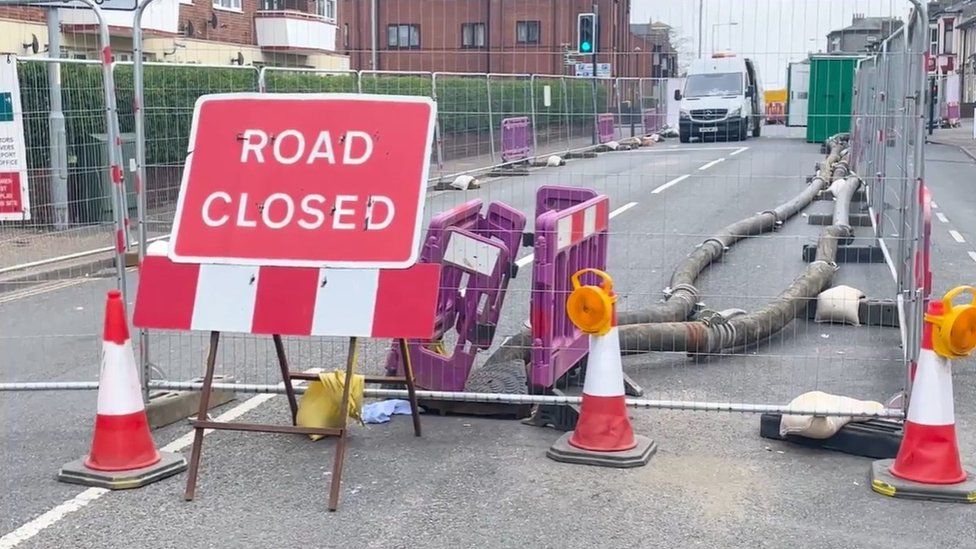 Road closed due to underground sewer works