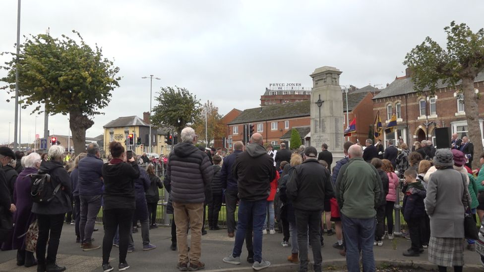A minute silence held in Newtown, Powys