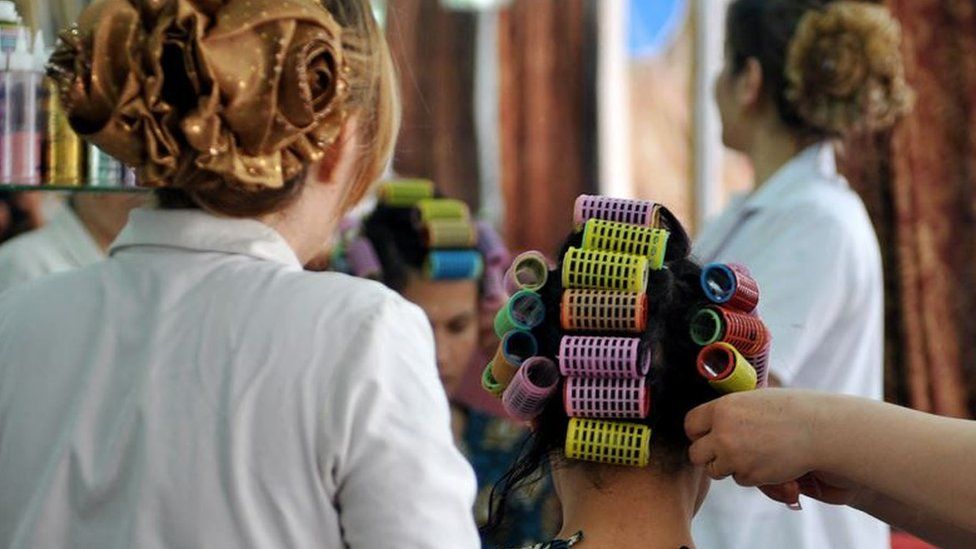 Afghan women getting a new hair style