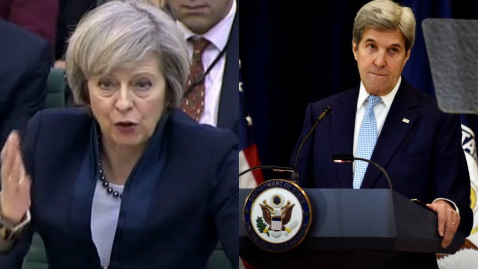 Theresa May and John Kerry