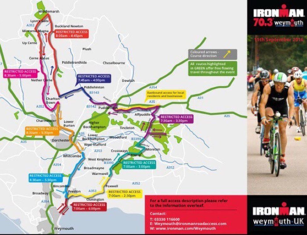 Weymouth Ironman triathlon Road closures in place BBC News