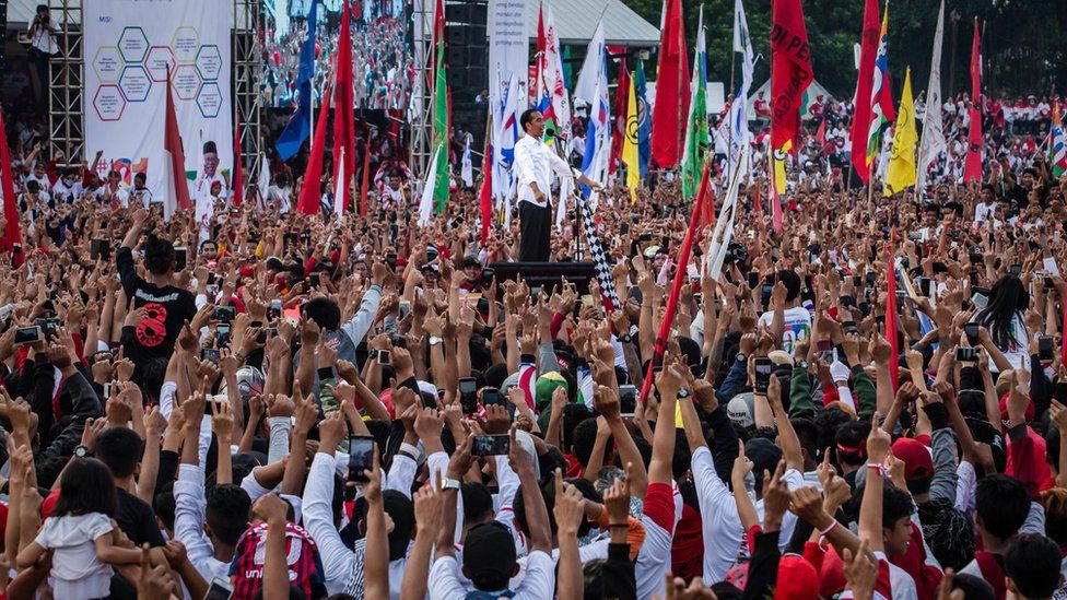 Incumbent president Joko Widodo at a campaign rally
