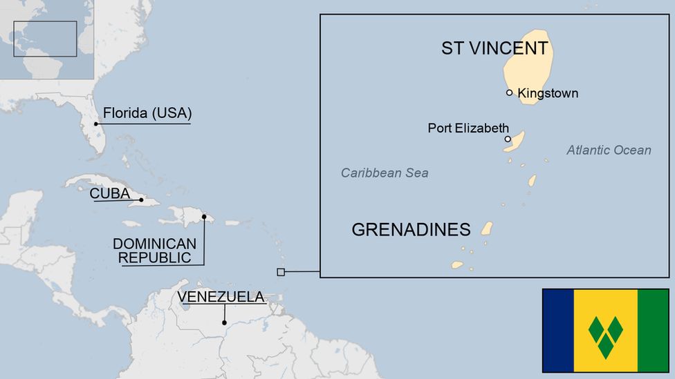 map of St Vincent and the Grenadines