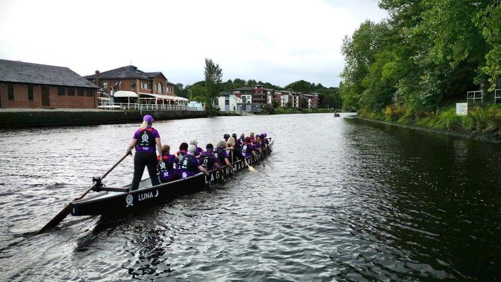 The Lagan Dragons on the water in Belfast