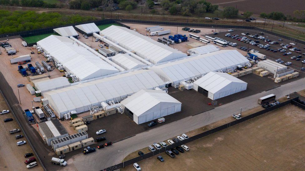 The government-run tent city in Donna at the US-Mexico border