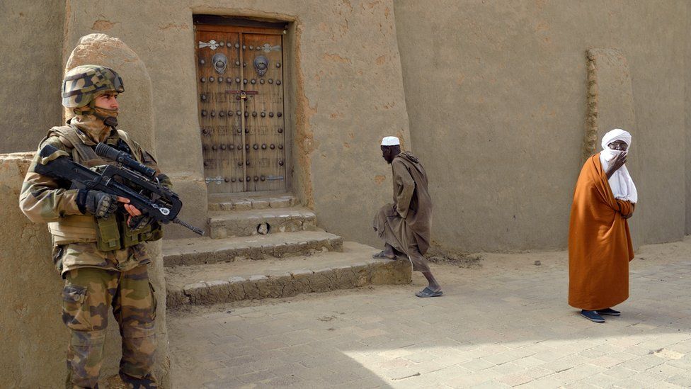 French soldier on patrol in Timbuktu