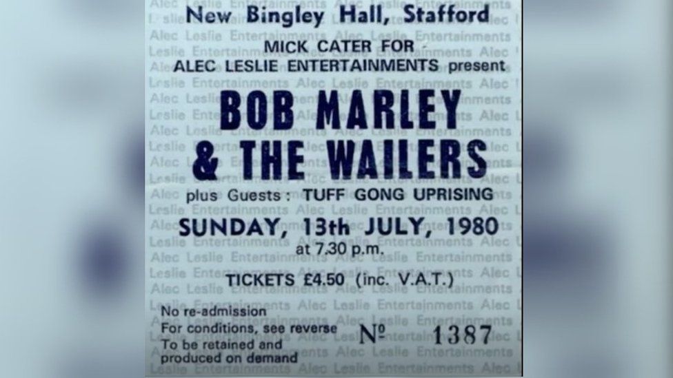 A ticket for Bob Marley's last UK show, a year before he died