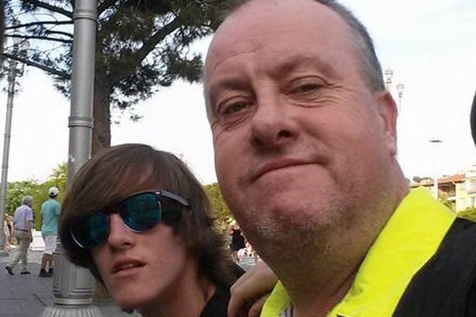 Mikey Rainsford with his dad