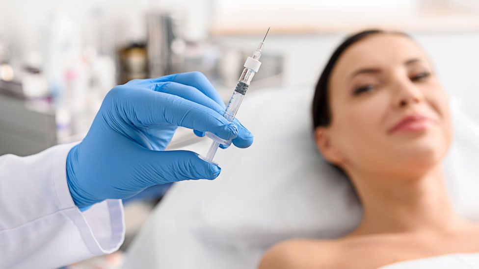 A woman about to receive Botox