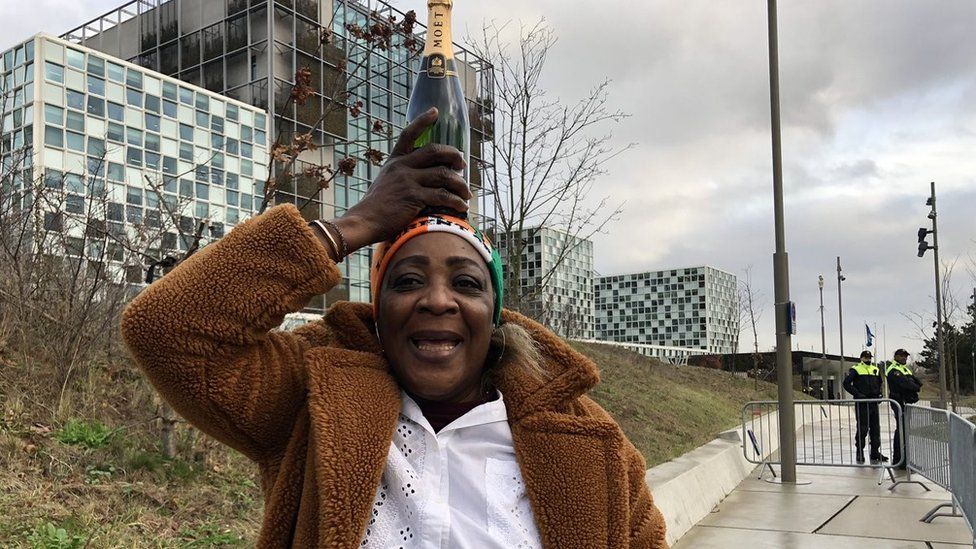 Jaqueline holds Moët bottle on her head as she celebrates