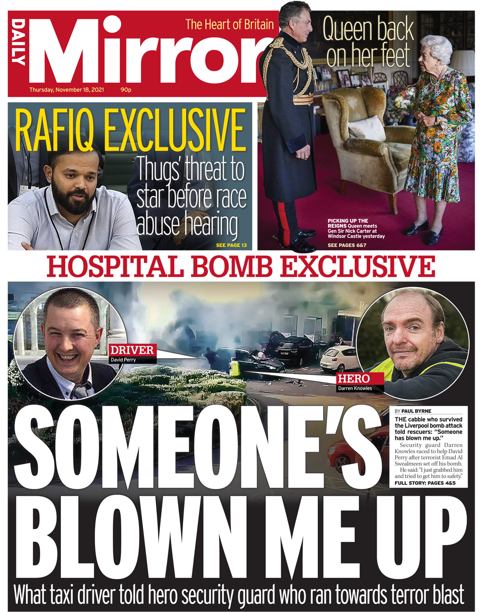 Front page of the Daily Mirror