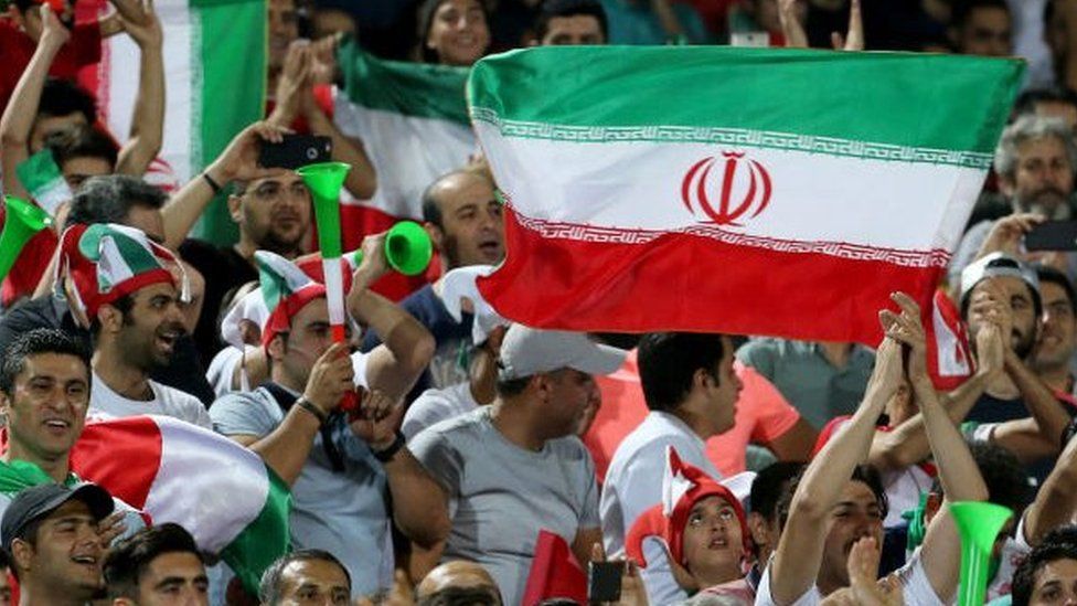 Iranian football fans at a match