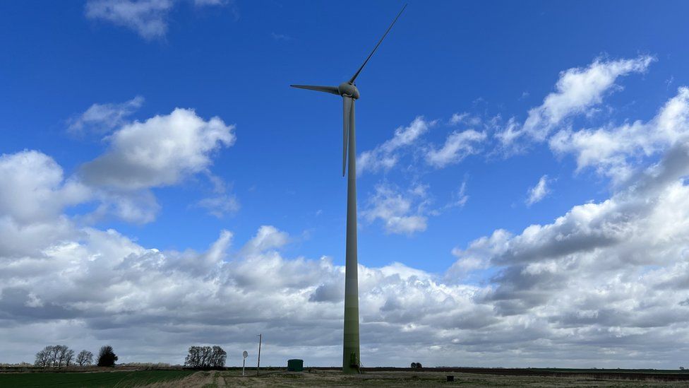 A wind turbine in Chatteris, Cambridgeshire