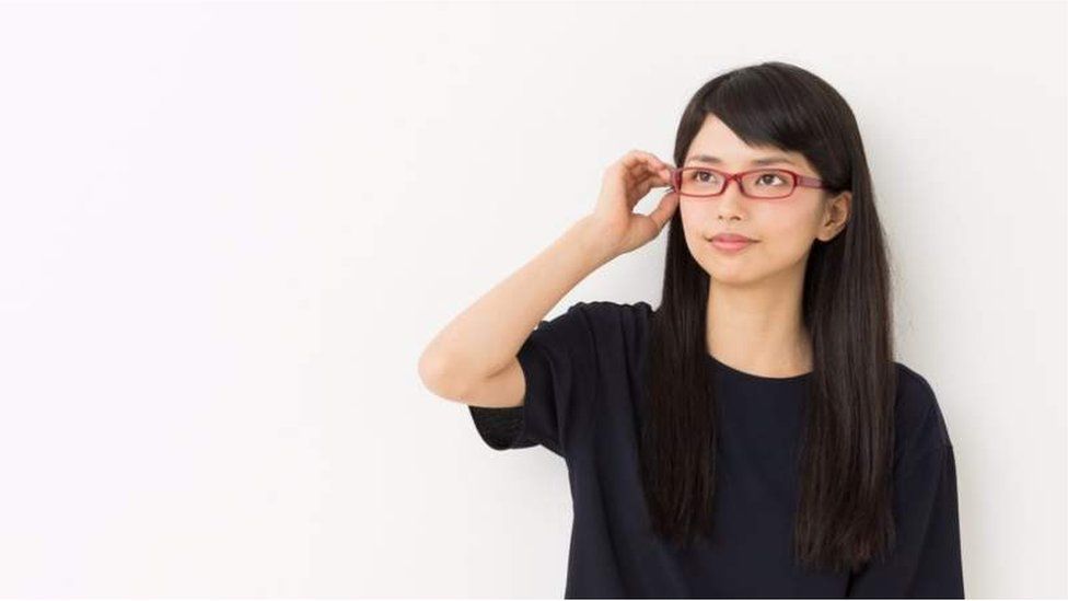 Japanese woman wearing glasses