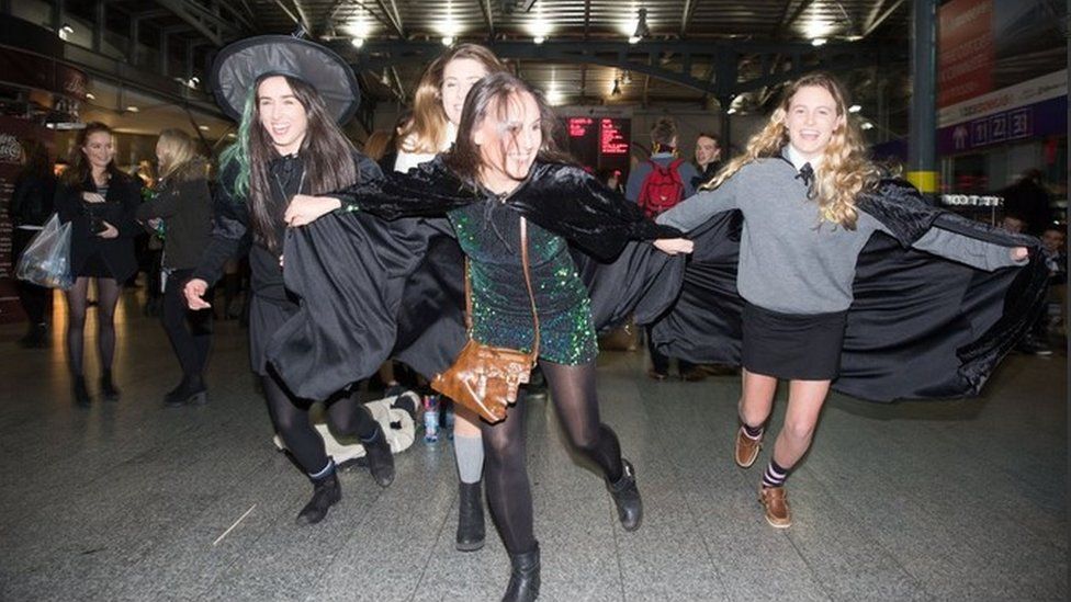 Students dressed as witches