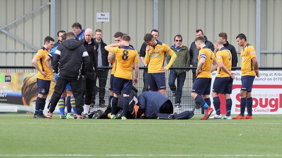 Thousands raised for Slough goalkeeper with broken neck BBC News