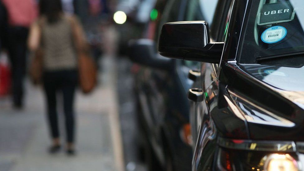 An Uber SUV waits for a client in the US