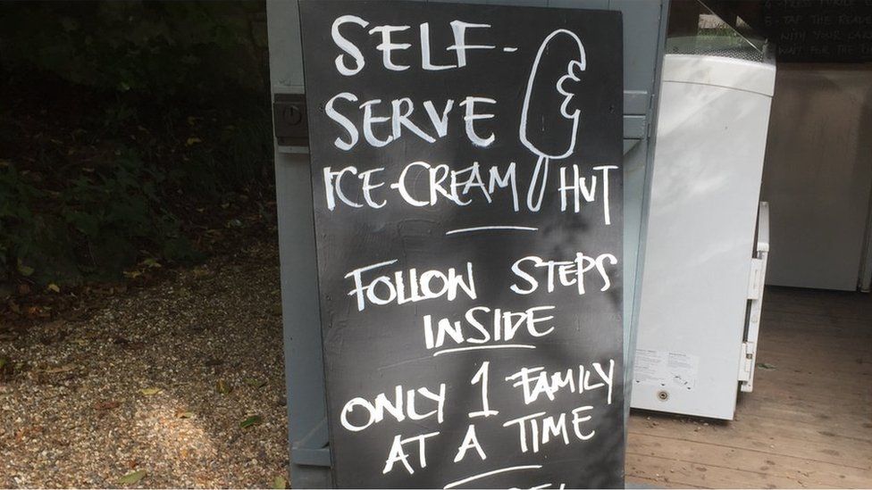 Ice cream self-service sign