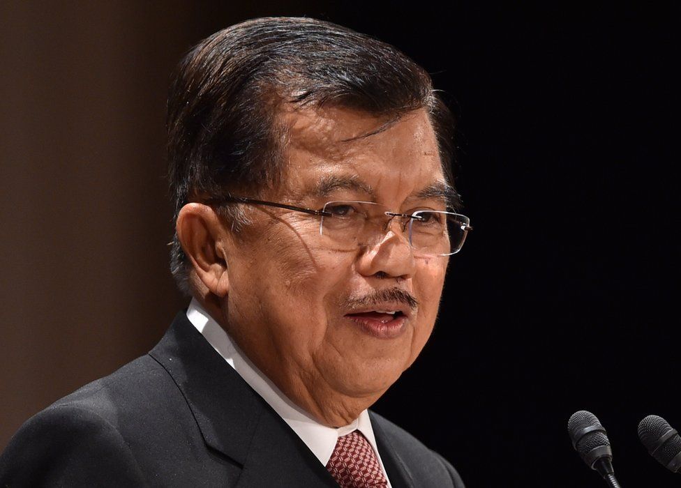 Indonesia's Vice President Jusuf Kalla delivers a speech at the 21st International Conference of The Future of Asia at a hotel in Tokyo on 21 May 2015.