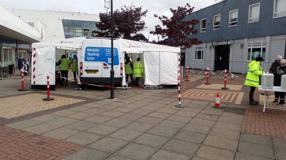 A mobile testing centre in Wallsend