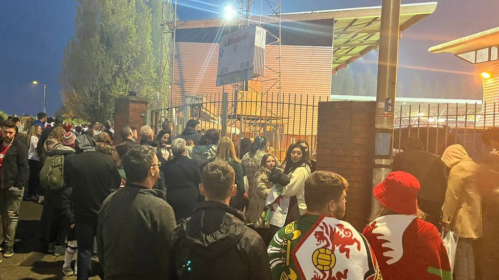 Wrexham fans outside the ground