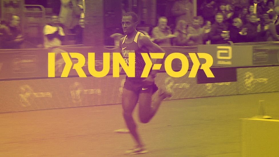 World 5,000m & 10,000m world record holder Kenenisa Bekele running with the #IRunFor logo superimposed
