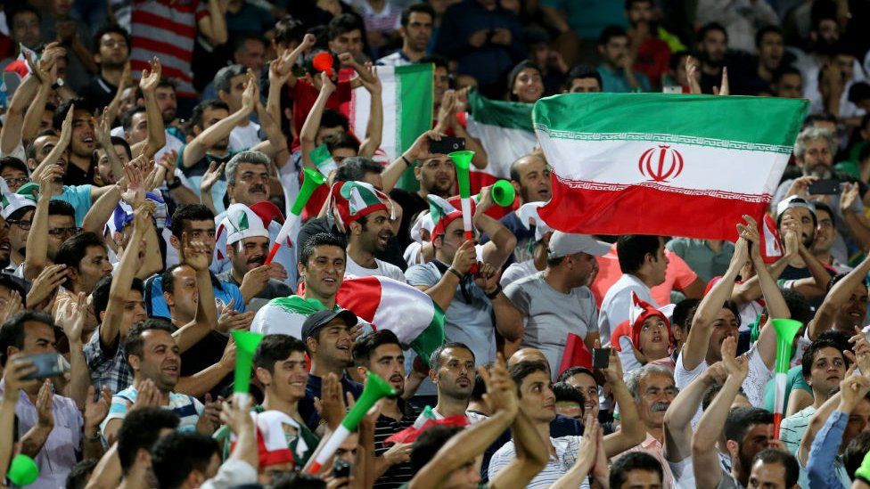 Iranian football fans at a match
