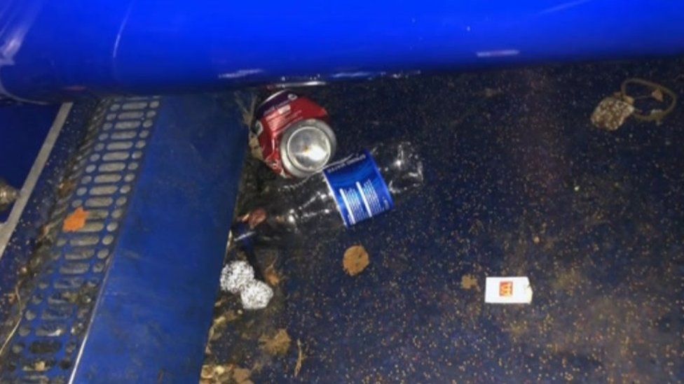Litter and mould shown on a school minibus