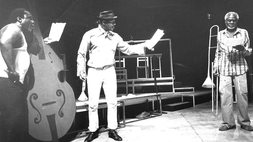 Ma Rainey's Black Bottom had its first onstage reading at the Eugene O'Neill Theater Center in Connecticut in 1982 with (from L-R)Leonard Jackson (Slow Drag) Charles S Dutton (Levee) and Joe Seneca (Cutler)