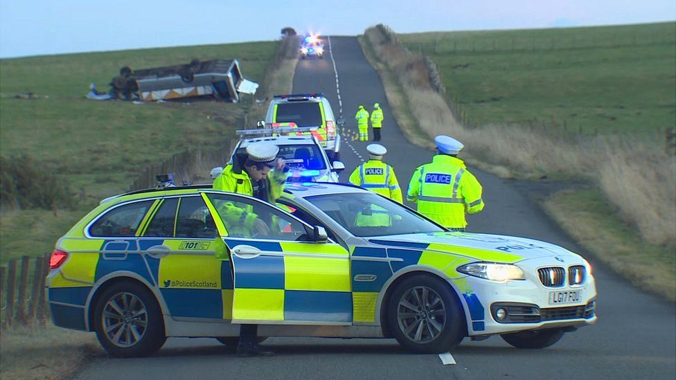 Police presence at minibus crash in Scottish Borders
