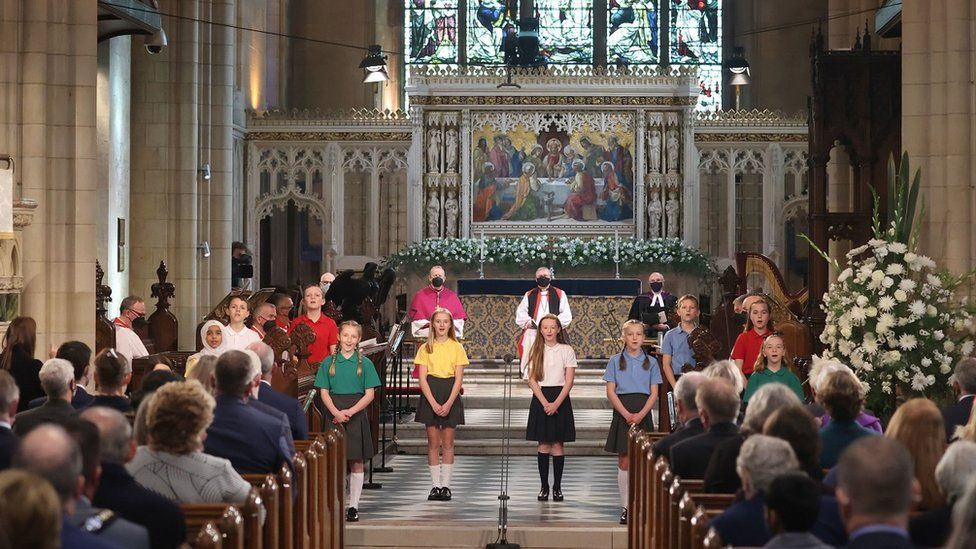 A children's choir during the church service marking Northern Ireland's centenary
