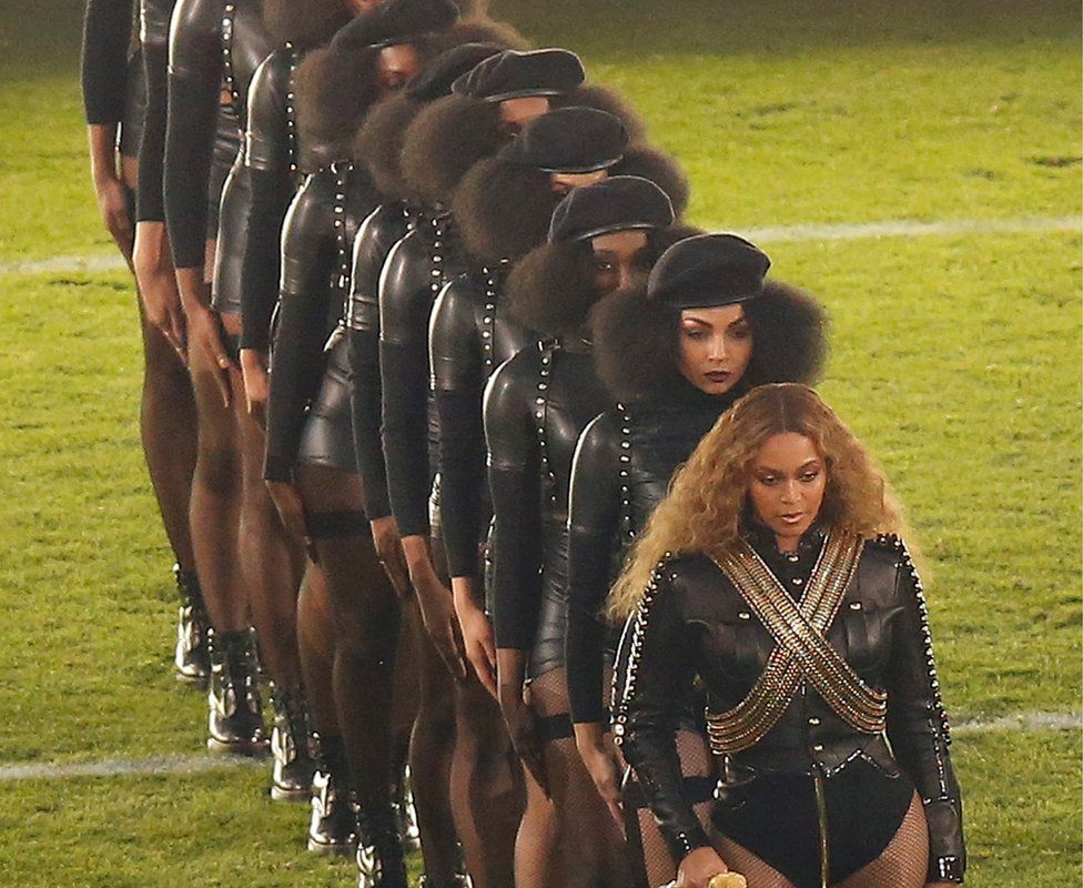 Beyonce performs during the halftime show of the NF's Super Bowl 50 in Santa Clara, California, USA, 07 February 2016.