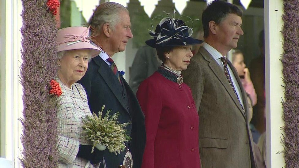 The Queen, Prince Charles, Princess Anne and Sir Timothy Lawrence