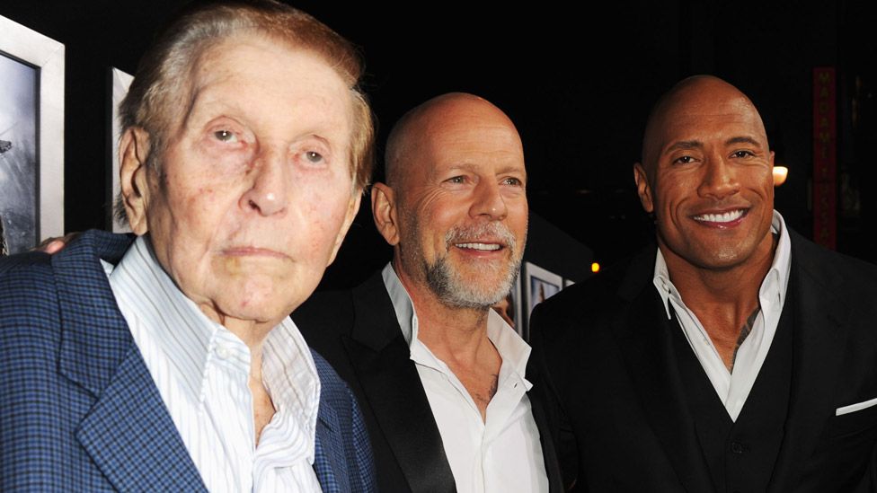 Redstone with Bruce Willis and Dwayne "The Rock" Johnson in 2013