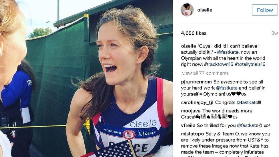 Runner Kate Grace gasps as she qualifies for the Olympic Games