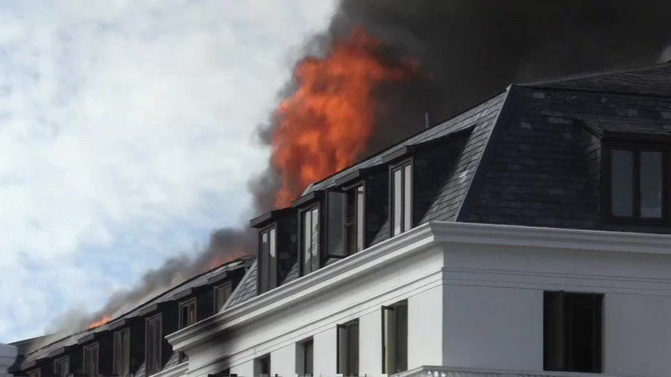 Fire in parliament on Monday