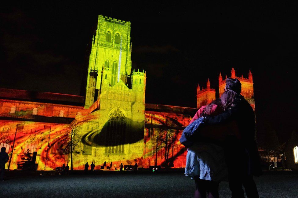 People in front of Durham Cathedral