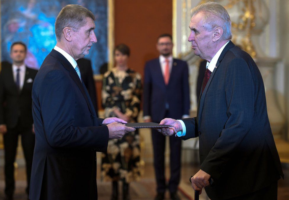 Mr Zeman and Andrej Babis, the newly appointed prime minister