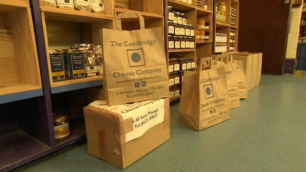Bags of cheese at the Cambridge Cheese Company