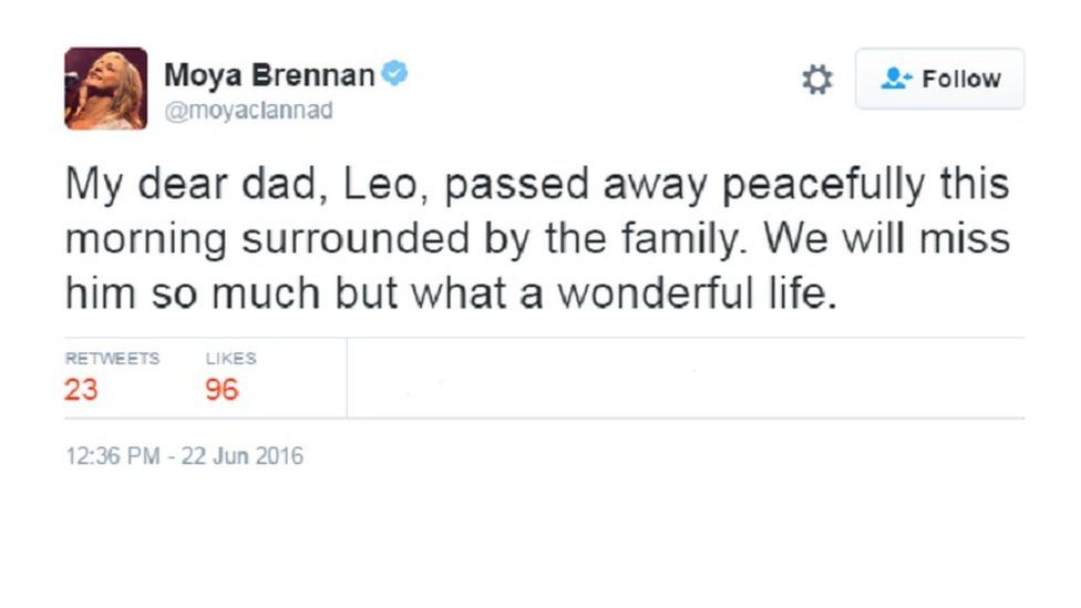 Moya Brennan Tweet