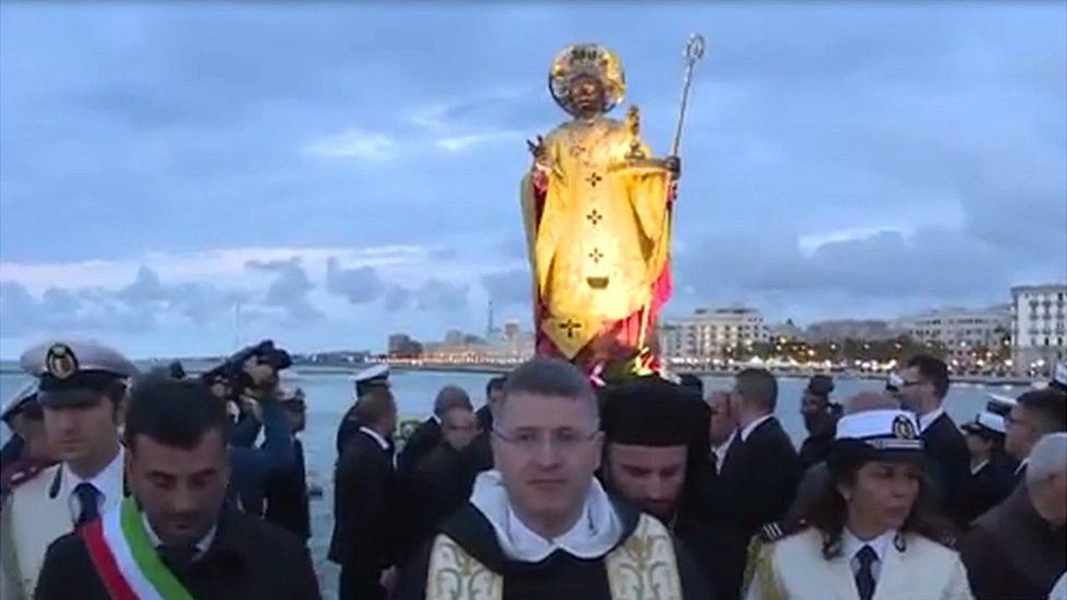 St Nicholas procession in Bari (still from video, courtesy of San Nicola Basilica)