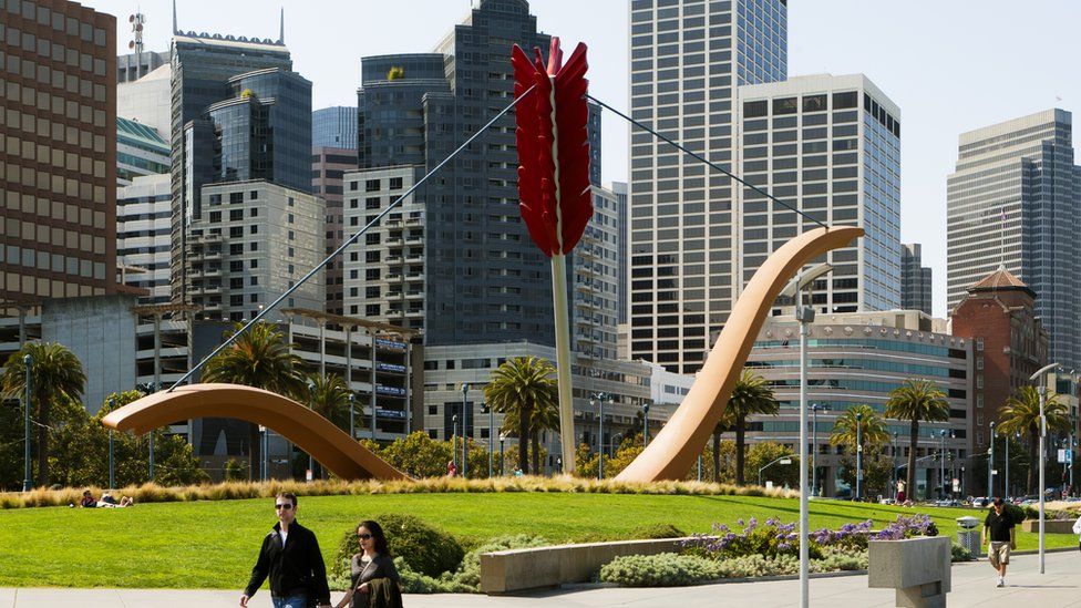Cupid's Span, by Claes Oldenburg and Coosje van Bruggen, located in San Francisco