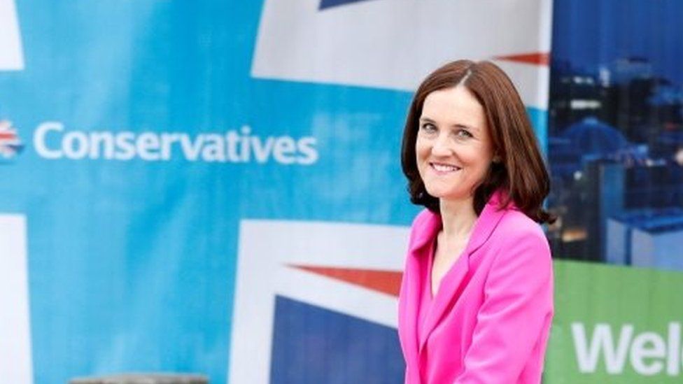 Theresa Villiers arriving at the Tory conference