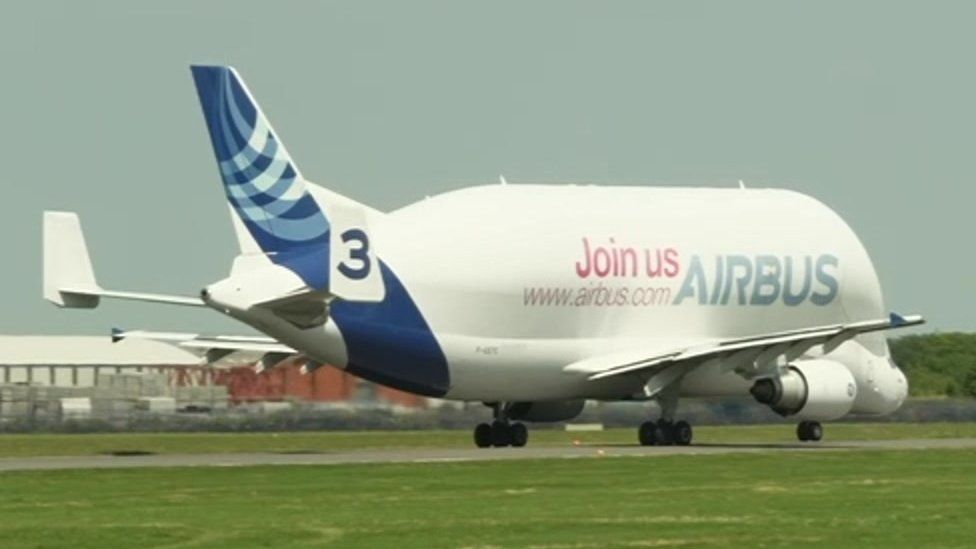 Airbus's Beluga which carries the wings made at Broughton