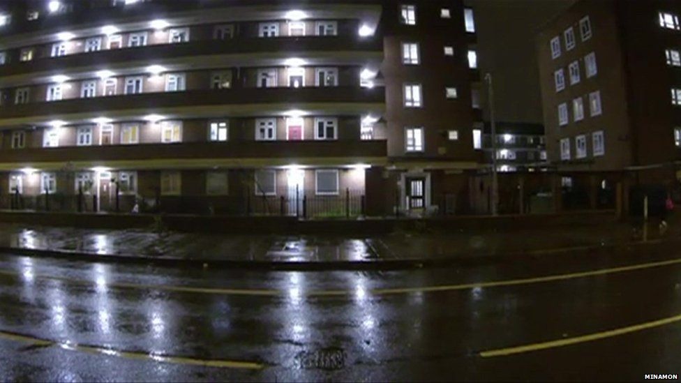 Late night block of flats in south London