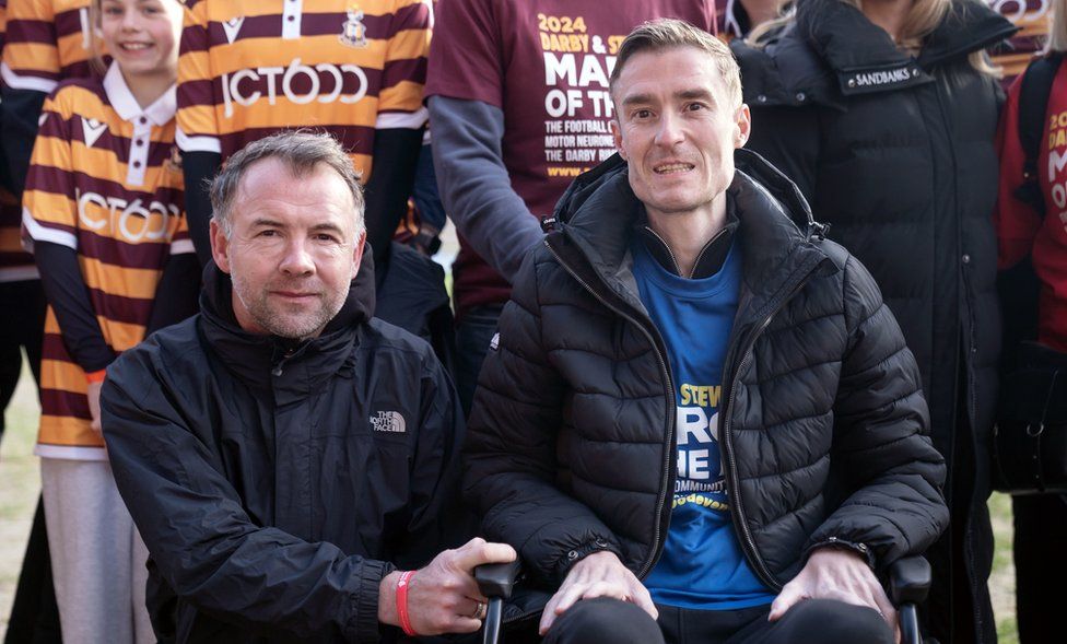 Former football players Marcus Stewart (left) and Stephen Darby, who have been diagnosed with motor neurone disease