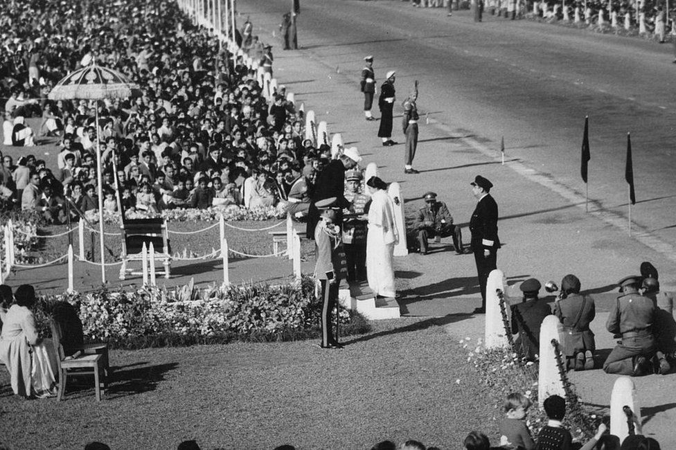 India President Rajendra Prasad at the parade in 1956