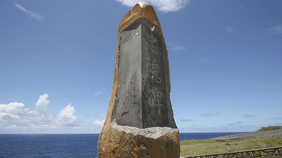 A monument to Japanese civilians and soldiers who jumped off Saipan's Banzai Cliff to avoid capture by the US army in 1944