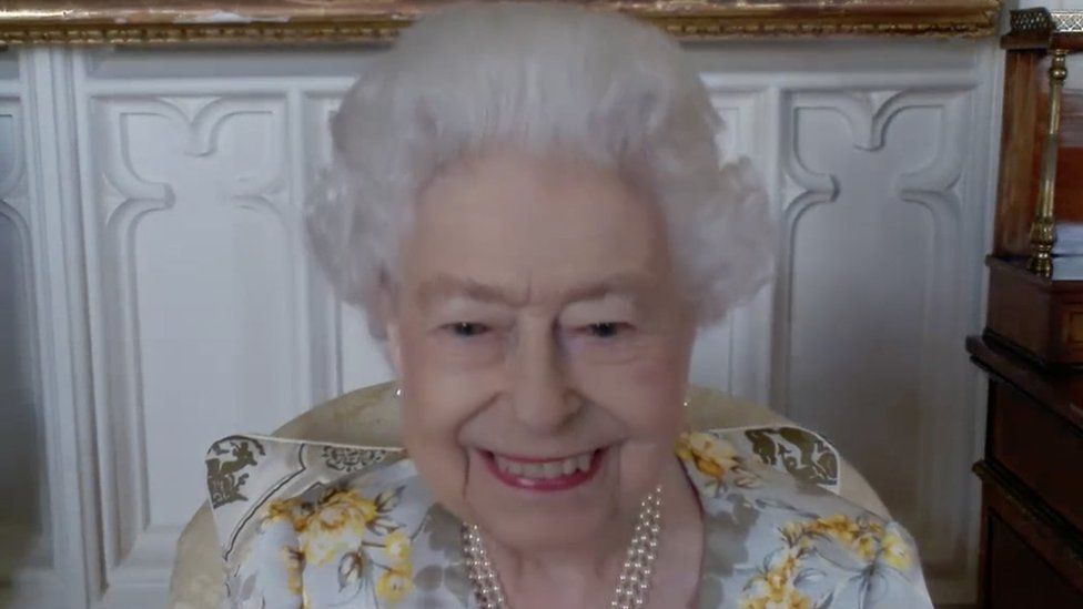 The Queen takes part in a video call with the Royal London Hospital