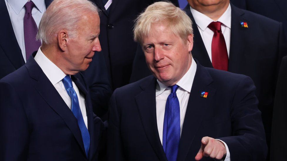 Image shows Boris Johnson and Joe Biden